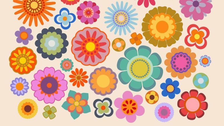 Sixties psychedelic-style background image with flowers pattern