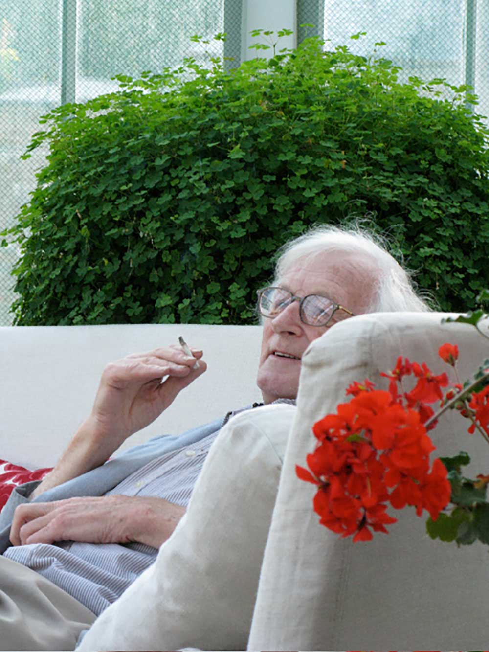 Picture of John Michell smoking (2008)