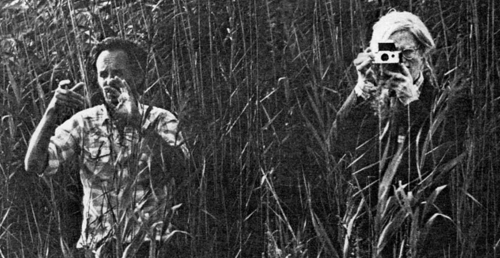 Andy Warhol (right) with director Ulli Lommel (left) on the set of 1979's "Cocaine Cowboys"