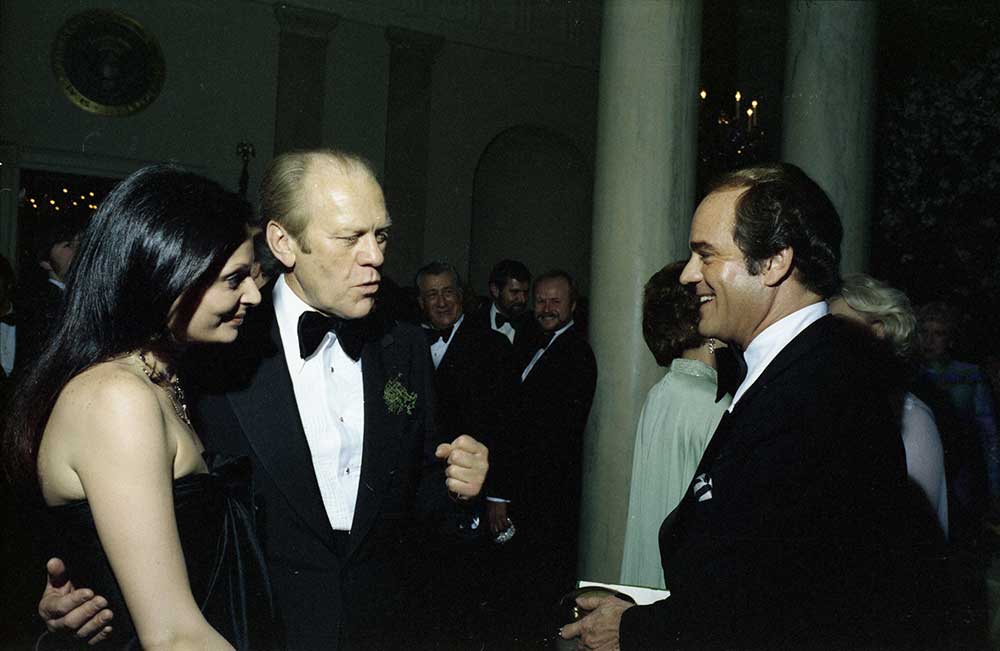 President Gerald R. Ford Talking with Princess Diane von Furstenberg and Luis Estevez during a State Dinner Honoring the Prince Minister of Ireland (1976)