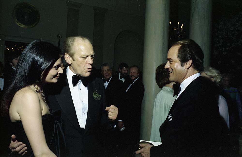 President Gerald R. Ford Talking with Princess Diane von Fürstenberg and Luis Estevez during a State Dinner Honoring the Prince Minister of Ireland (1976)