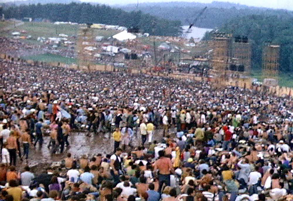 Woodstock festival site with the stage (1969)
