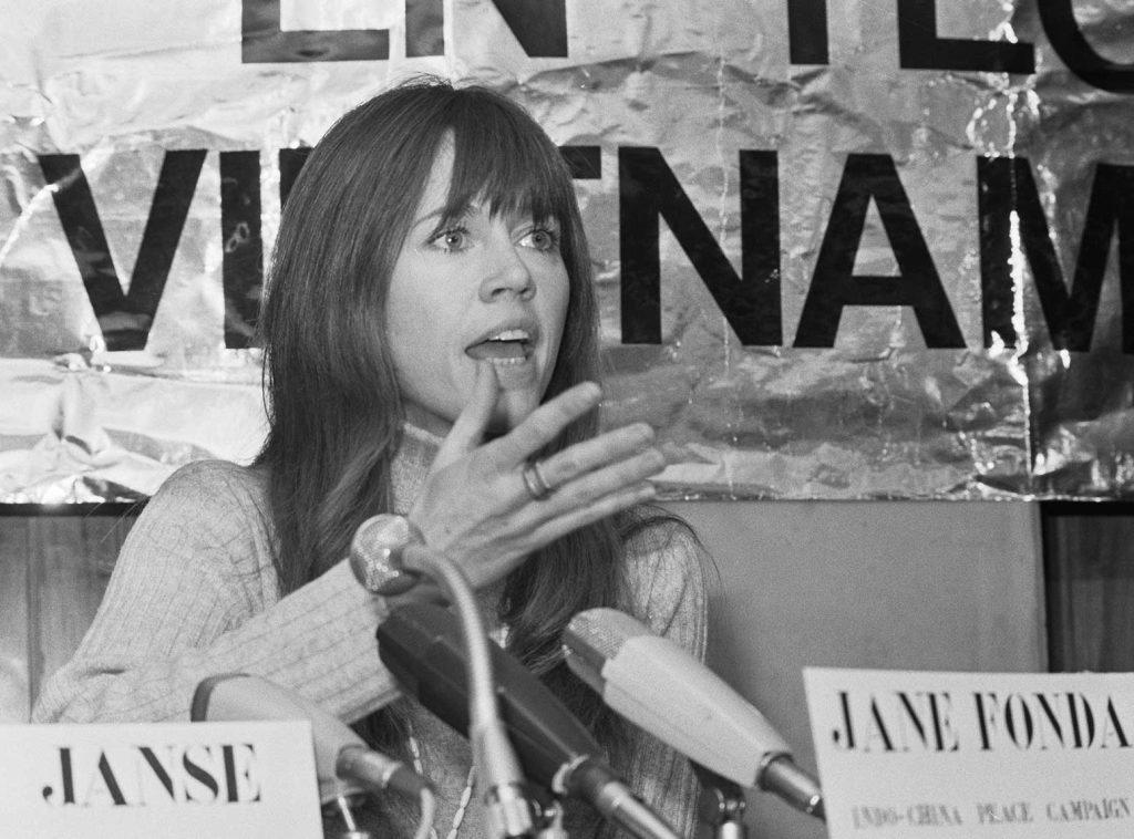 Jane Fonda at the anti-Vietnam war in 1975