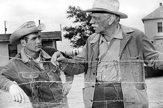 Paul Newman (left) and Melvyn Douglas (right) in the film "Hud" (1963)