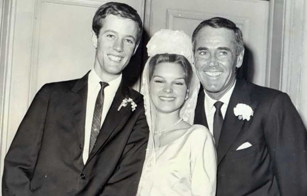 Peter Fonda (left), Susan Brewer (centre), and Henry Fonda (right) at Peter and Susan's wedding (1961)