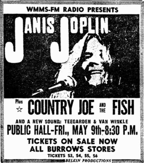Print ad for Janis Joplin concert (1969)