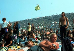 Picture of thousands of people attending the Isle of Wight Festival, England (1970)