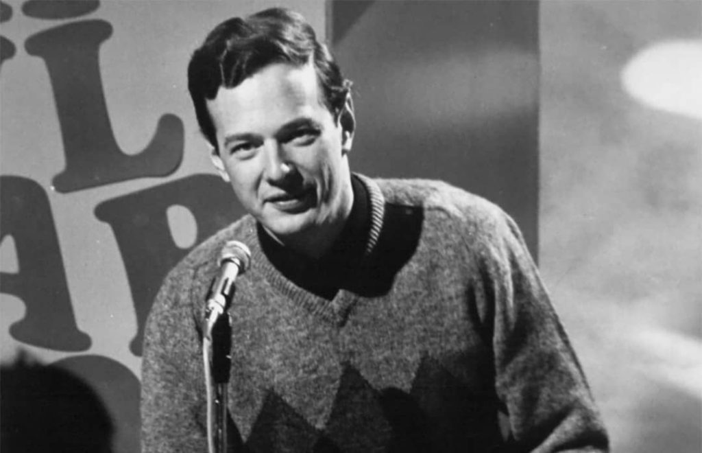 Brian Epstein hosting NBC's teen music program "Hullabaloo", where he introduced up and coming UK music acts to the American audience (1965)