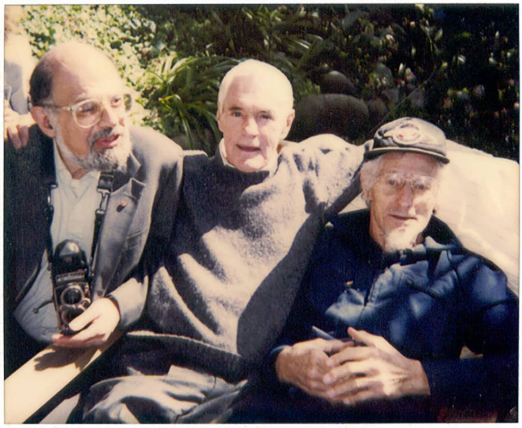 Polaroid photograph taken at the home of Dr. Oscar Janiger. From left to right: Allen Ginsberg, Timothy Leary, and John C. Lilly, M.D. (1991)