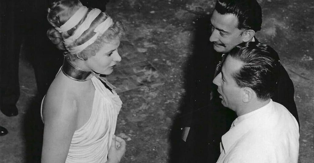 Ingrid Bergman (left), Salvador Dalí (top right) and assistant director Joe Lefert (bottom right) on the set of 'Spellbound' (1945)