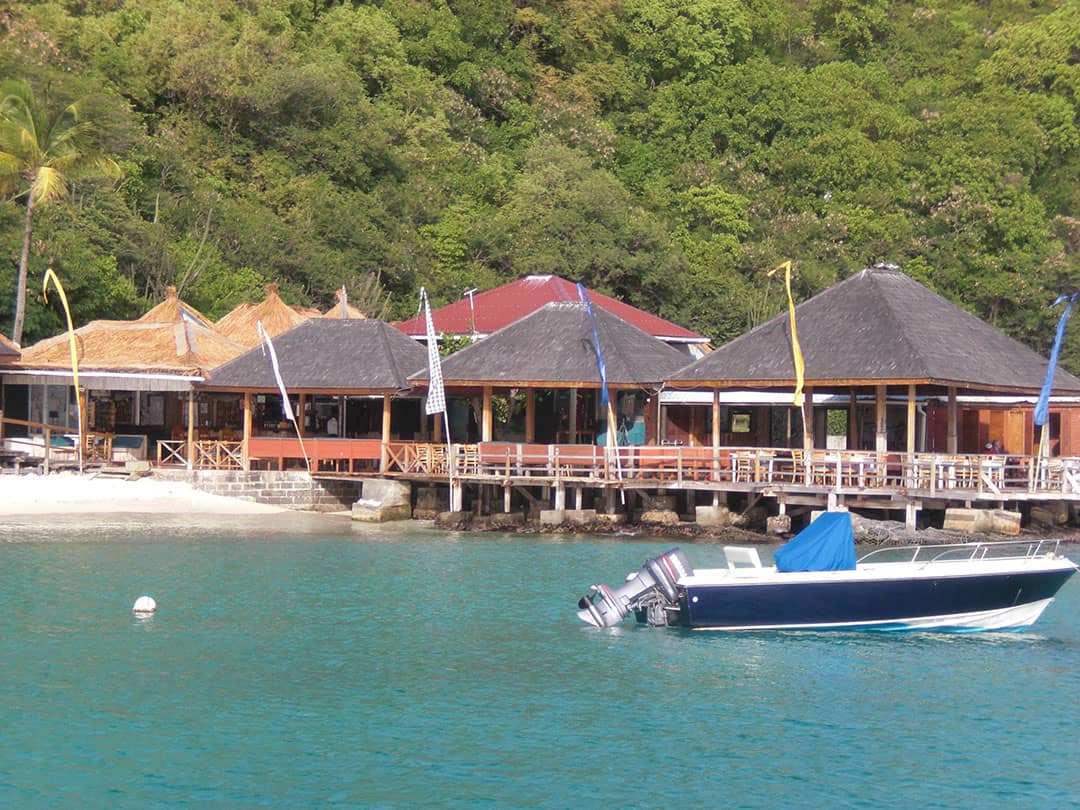 Photo of Basil's Bar in Mustique Island taken from the sea, Saint Vincent and the Grenadines (2008)