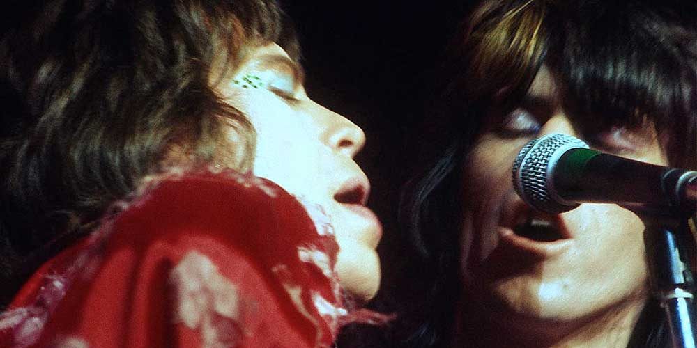 Mick Jagger and Keith Richards performing in San Francisco in 1972