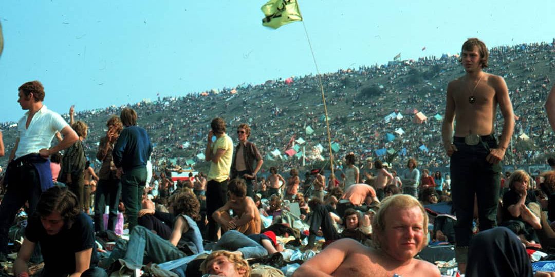Picture of thousands of people attending the Isle of Weight Festival (1970)