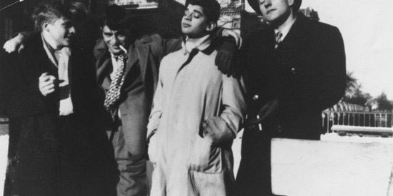 From left to right: Lucien Carr, Jack Kerouac, Allen Ginsberg and William S. Burroughs [date unknown]