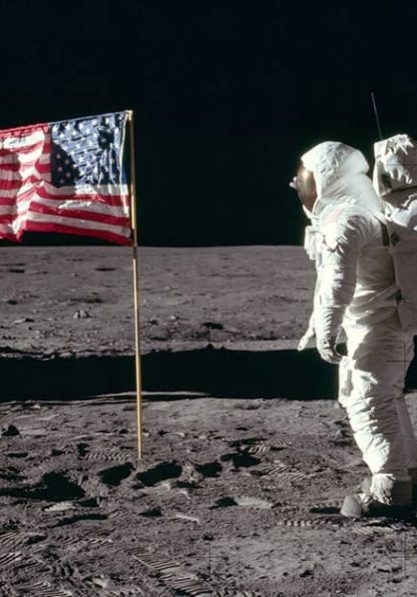 Buzz Aldrin salutes the U.S flag on the surface of the Moon (1969)