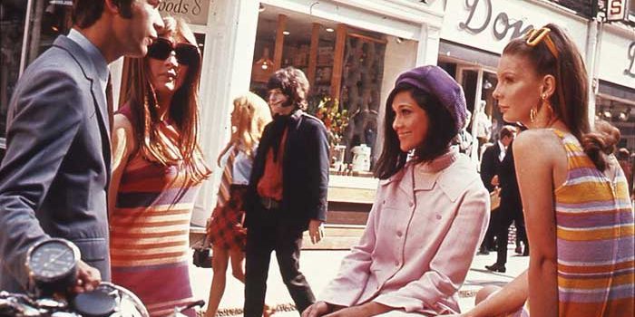 Group of people in London's Carnaby Street in 1966