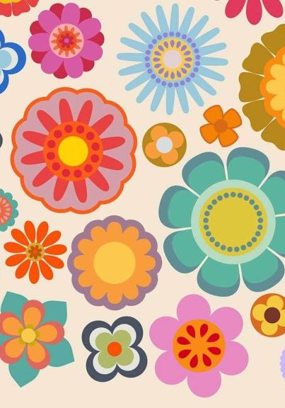 Sixties psychedelic-style background image with flowers pattern
