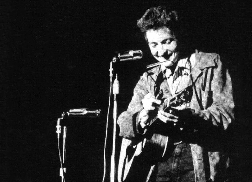 Bob Dylan performing at St. Lawrence University, New York, USA (1963)